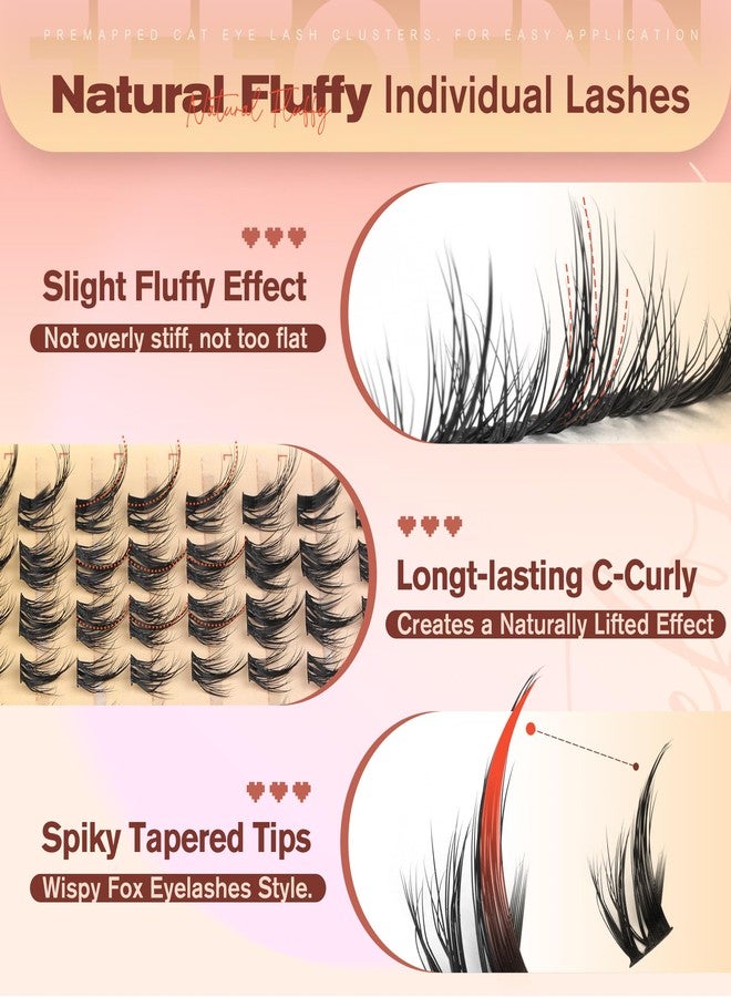 Eefofnn Manga Lash Clusters Cat Eye Cluster Eyelash Extensions Anime Individual Lashes Wispy Eyelash Clusters Fairy Lash Extension Fox Eye Cluster Lashes Fluffy Lash Cluster by EEFOFNN (10-16mm,D Curl) - Image 3